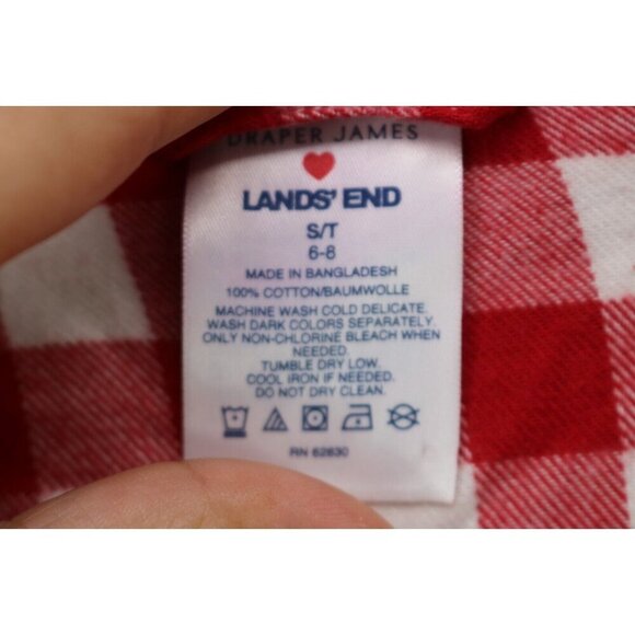 Land's End Red & White Check Long Pajama Gown-Size S/T-Pockets - Picture 5 of 7